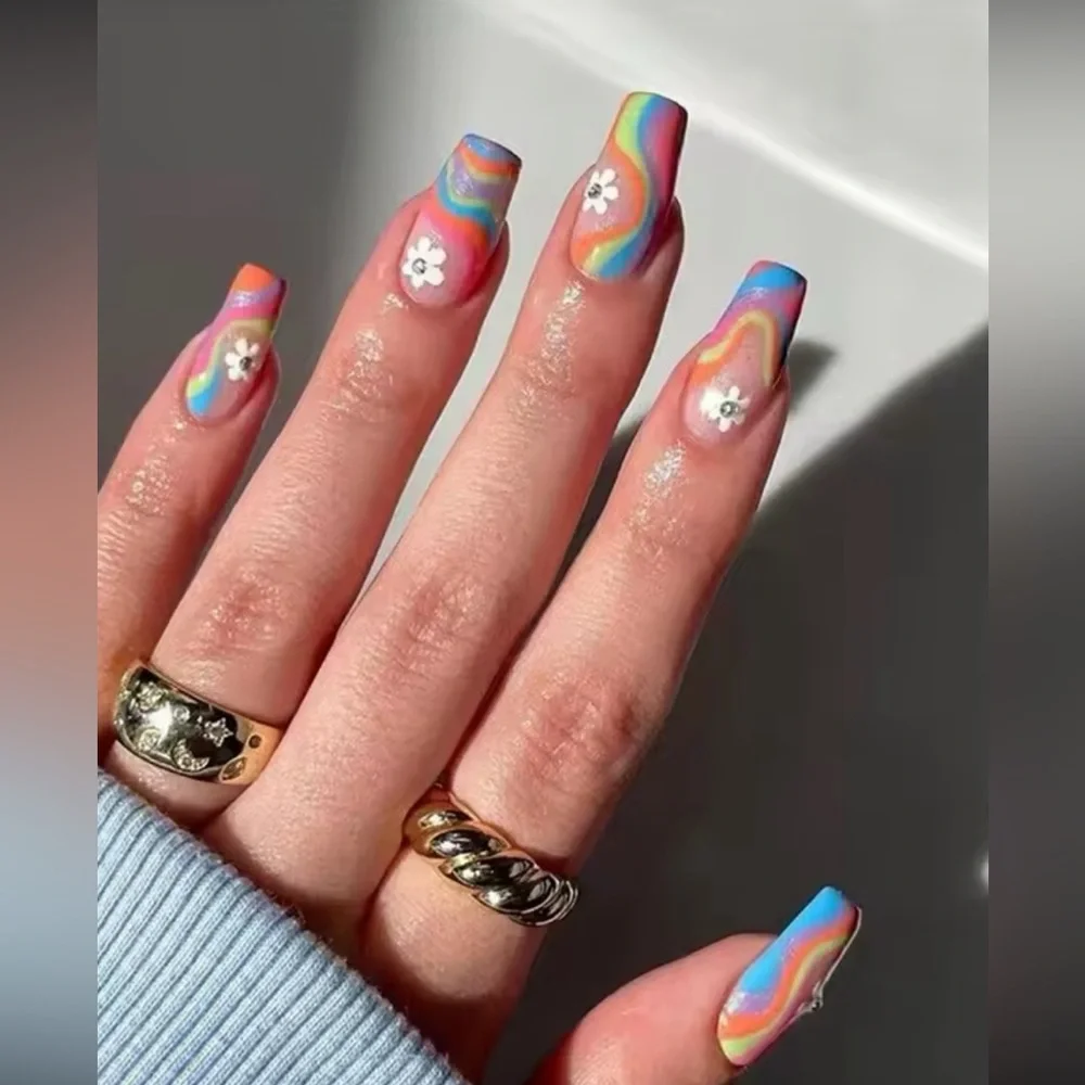 Colorful Rainbow Press-On Nails - Picture 3 of 3